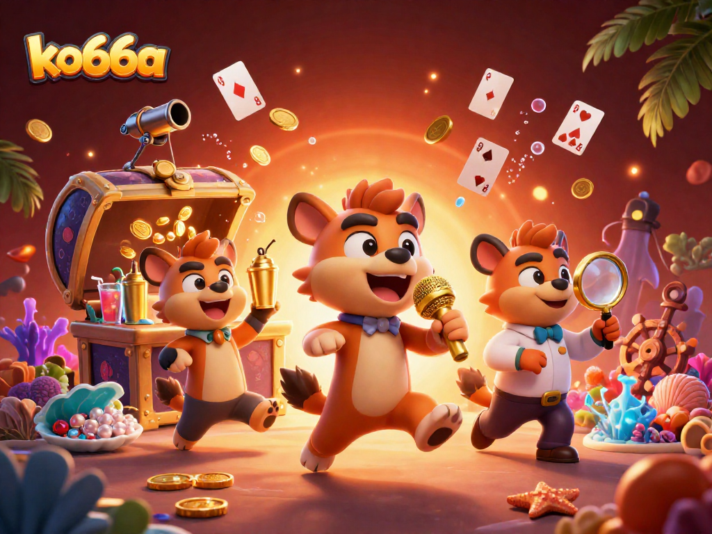 Watch the hyenas at ko66a as they mix drinks and tell jokes in a vibrant casino scene.