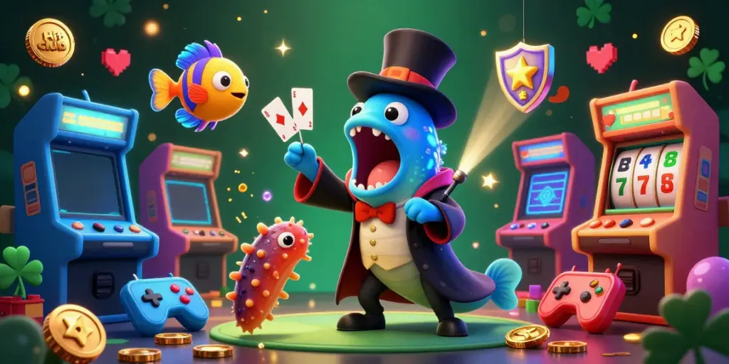 Engaging 3D illustration showing a Hit club themed magical performance with unique casino elements.